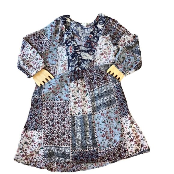 Simply Noelle Flowy Boho Pocket Dress w/ Slip S/M(8-10) Blue Swim cover up 183M - Picture 2 of 9